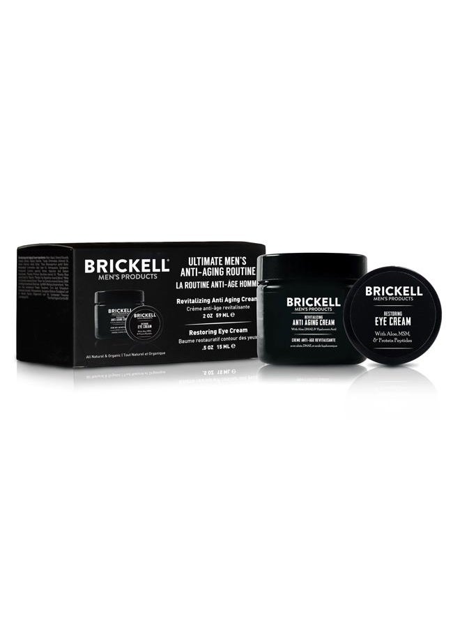 Brickell Men's Products Brickell Men's Ultimate Anti-Aging Routine, Anti-Wrinkle, Night Face Cream and Eye Cream to Reduce Puffiness, Wrinkles, Dark Circles, Under Eye Bags, Natural and Organic, Scented - Image 1