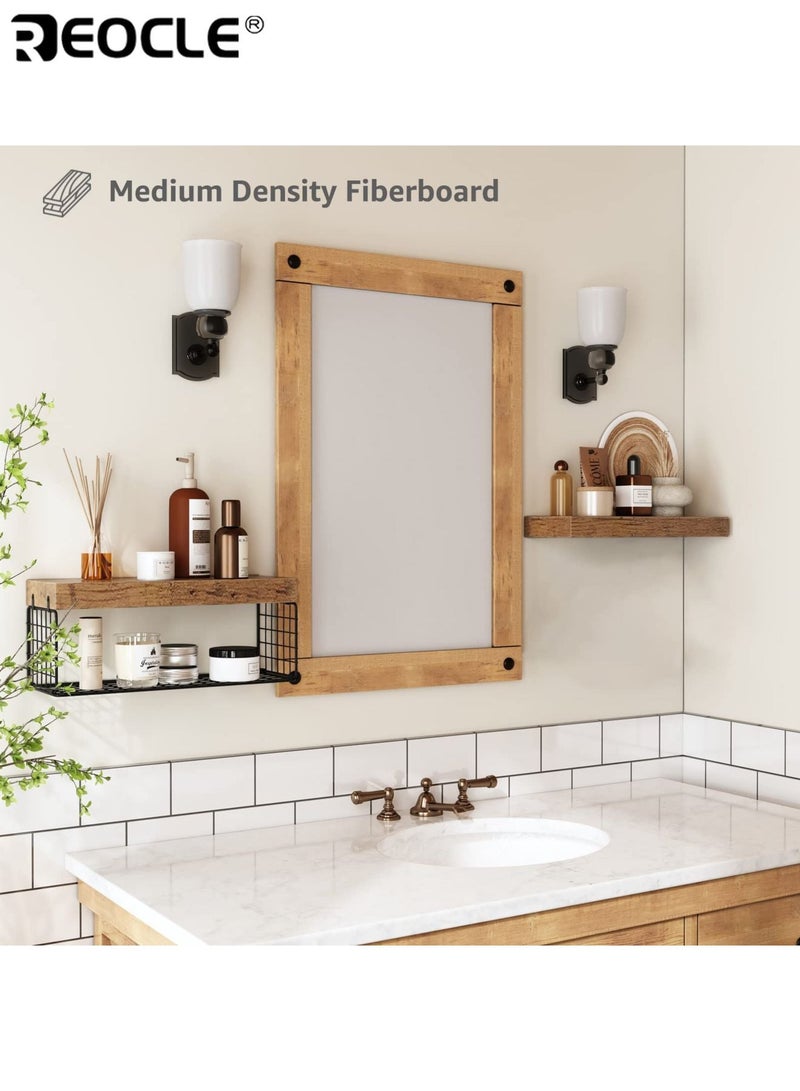 REOCLE 2PCS Over Toilet Shelf with Paper Storage and Wall Mounted Design Farmhouse Bathroom Organizer with Floating Shelf Set for Small Space Decor - Image 3