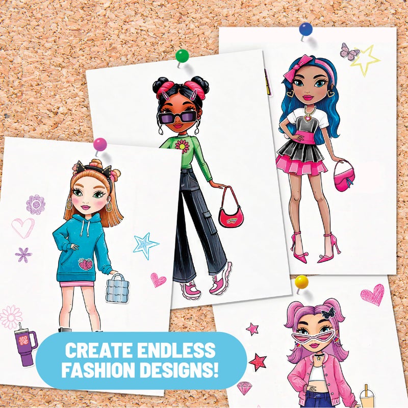 claire's Claireâ€™s Light-Up Fashion Designer LED Tracing Tablet - 330-Piece Arts & Crafts Kit| Fashion Templates, Stickers, Colored Pencils & Paper| Kids Coloring & Drawing Board Activity| Girls Toy Gift|Age 8+ - Image 3