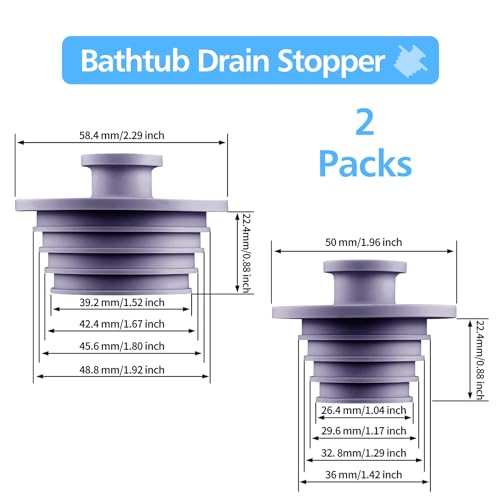 Aluvor Bathtub Stopper 2pcs Sink Stopper Tub Plug Bathroom Shower Drain Plug Silicone Bathtub Drain Plug Tub Drain Stopper Washbasin Stopper - Image 4