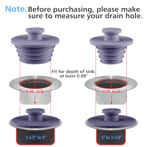 Aluvor Bathtub Stopper 2pcs Sink Stopper Tub Plug Bathroom Shower Drain Plug Silicone Bathtub Drain Plug Tub Drain Stopper Washbasin Stopper - Image 5