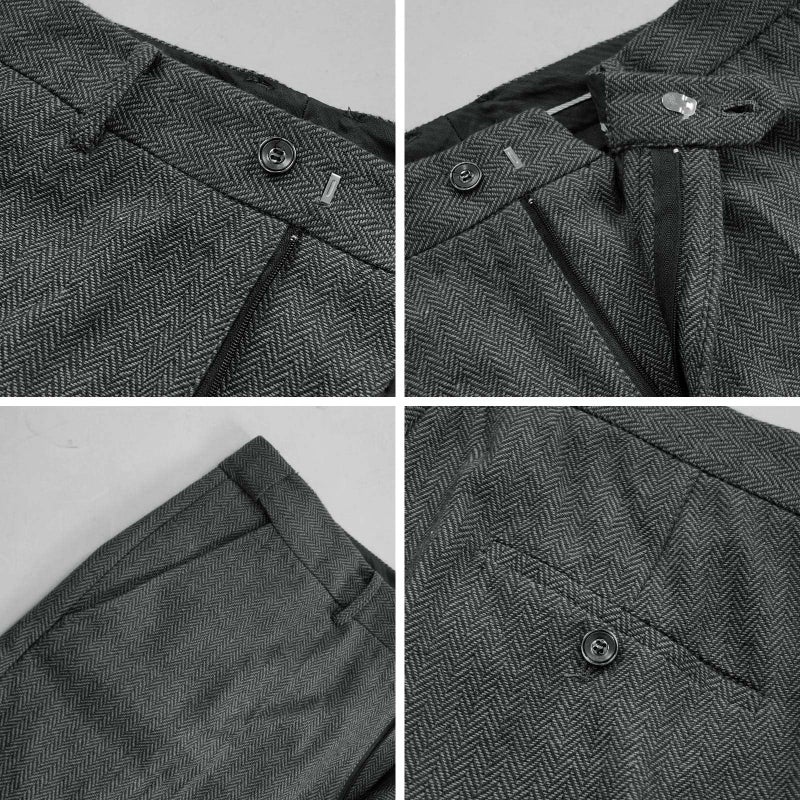 HIGAKI Men's 4 Piece 1920s Suit One Button Vintage Suit,Jacket Vest Pants with Hat(2XL, Z3727GY) - Image 5