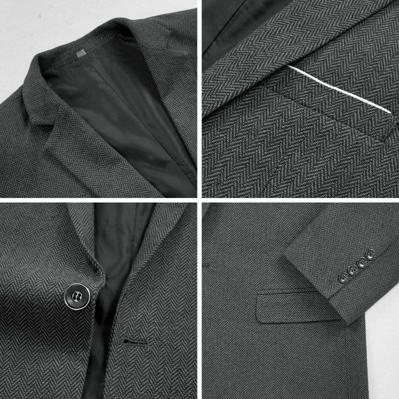 HIGAKI Men's 4 Piece 1920s Suit One Button Vintage Suit,Jacket Vest Pants with Hat(2XL, Z3727GY) - Image 3