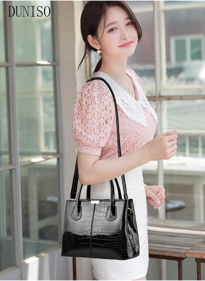 DUNISO - Women's Vintage Tote Bag Handbags with Large Capacity Faux Leather Shoulder Bag Ladies Fashion Designer Satchel Crossbody Bag with Detachable Strap for Ladies - Image 1