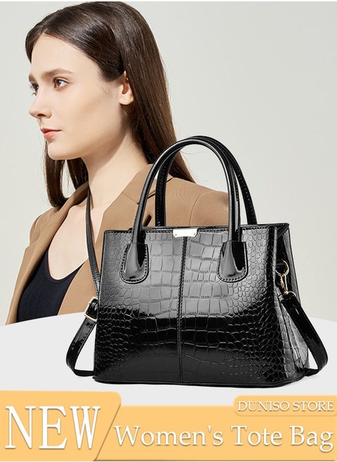 Women's Vintage Tote Bag Handbags with Large Capacity Faux Leather Shoulder Bag Ladies Fashion Designer Satchel Crossbody Bag with Detachable Strap for Ladies