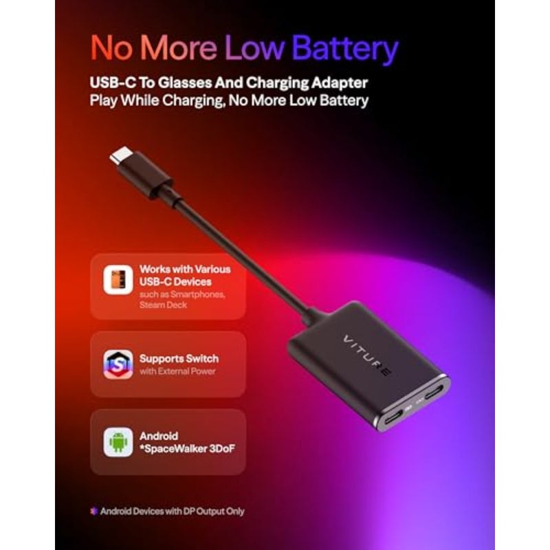 USB-C إلى النظارات ومحول الشحن، والشحن والتشغيل، والتبديل، وسطح البخار - Image 2