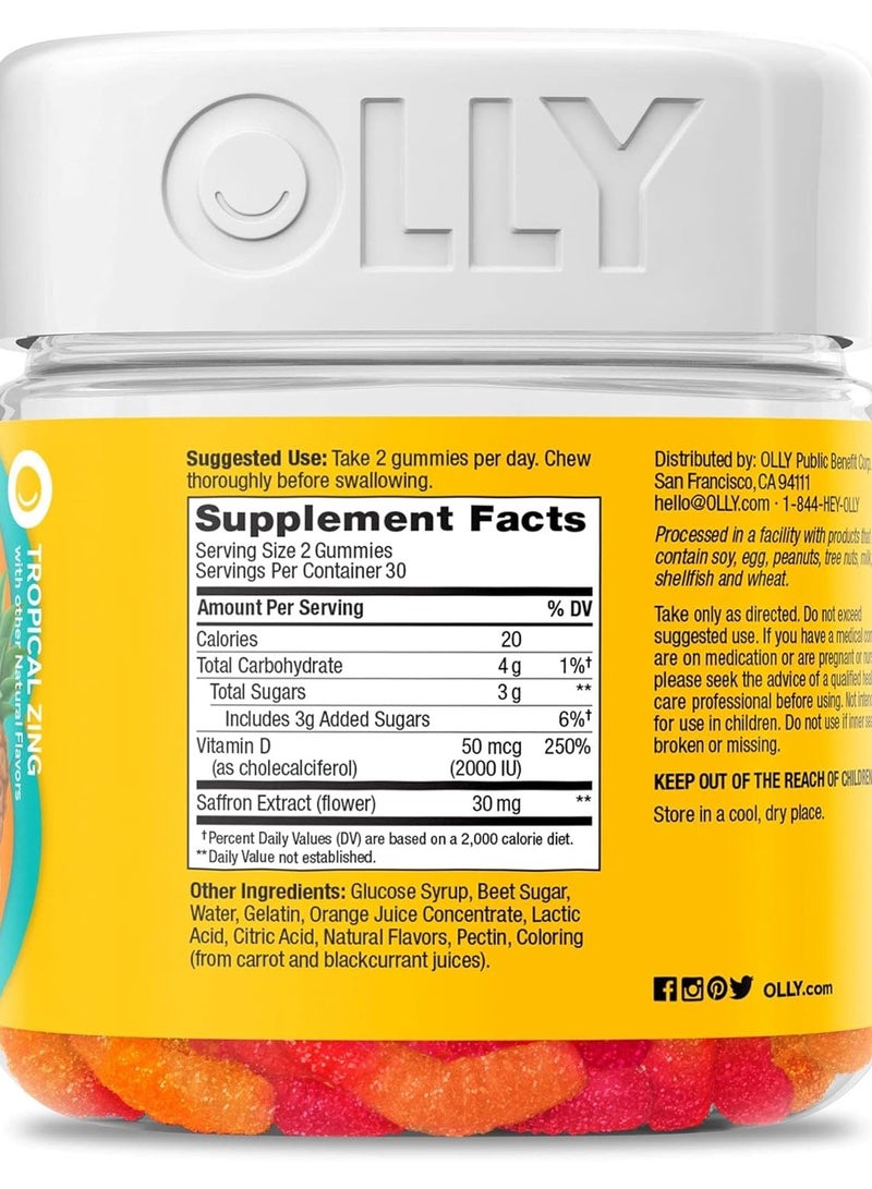 OLLY Hello Happy Gummy Worms, Tropical Zing, 60 Gummies - Image 2