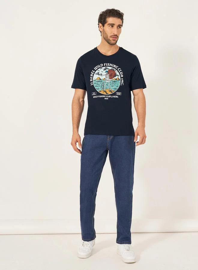JJ Rebel by Jack & Jones Crew Neck Graphic Print T-Shirt