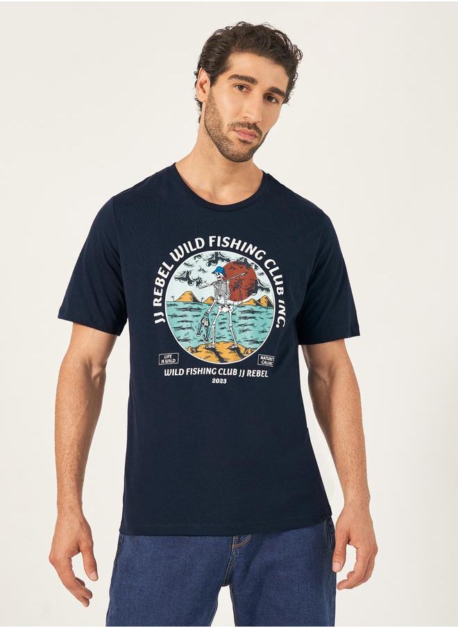 JJ Rebel by Jack & Jones Crew Neck Graphic Print T-Shirt  - Image 1