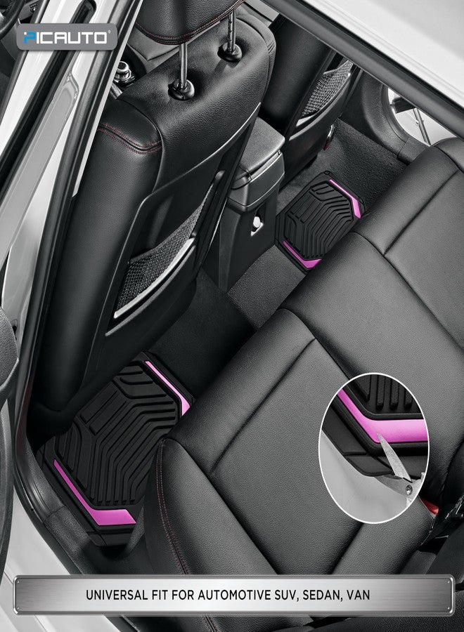 PIC AUTO Heavy Duty Rubber Floor Mats, Pink Aluminum Film Car Mats Set, Front and Rear Car Mats with Anti-Slip Backing, All Weather Protection, Trim-to-Fit for Automotive SUV, Sedan, Van - Image 4