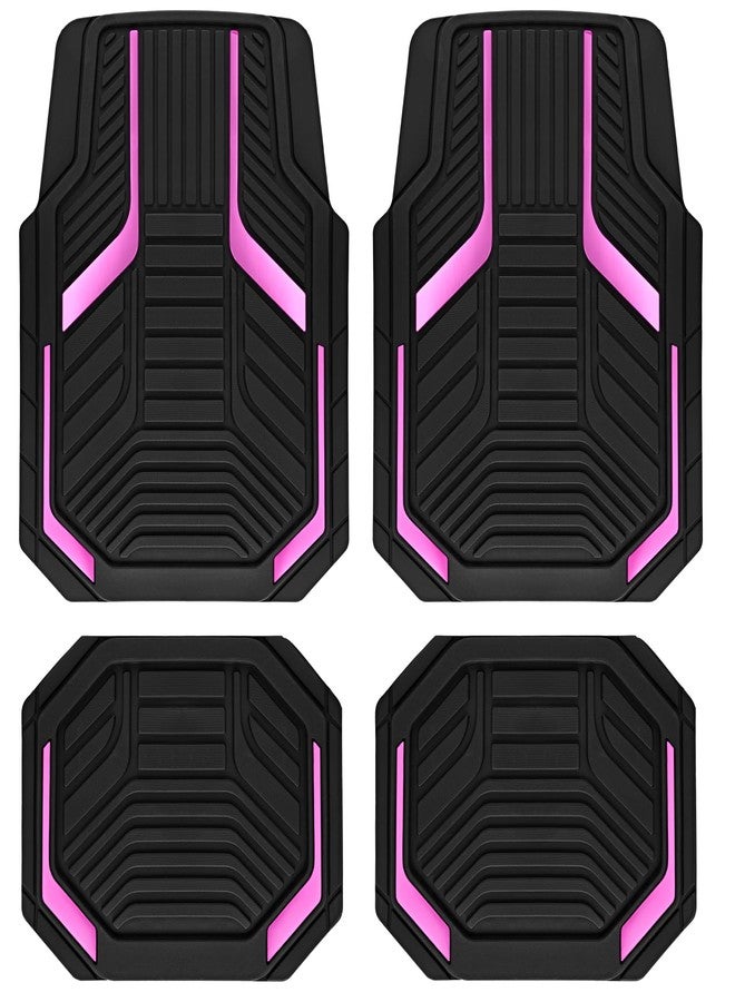 PIC AUTO Heavy Duty Rubber Floor Mats, Pink Aluminum Film Car Mats Set, Front and Rear Car Mats with Anti-Slip Backing, All Weather Protection, Trim-to-Fit for Automotive SUV, Sedan, Van - Image 1