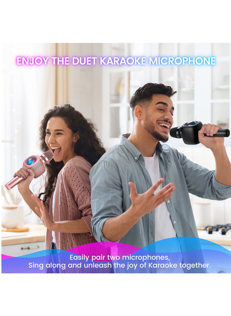 bopmen - Wireless Bluetooth Karaoke Microphone & Speaker with Disco Ball Light,4 Voice-Changing Modes Handheld Mic Speaker for Party Adults and Kids - Black - Image 1