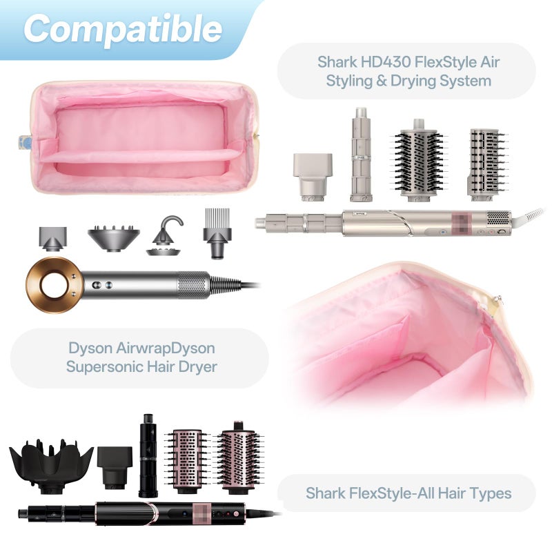 dadop Shark Flex Style Travel Case for Dyson Hair Dryer Airwrap, Quilted Hair Tools Travel Bag Organizer Accessories Holder, Curling Iron Carrying Case for Shark Dyson Revlon - Image 3