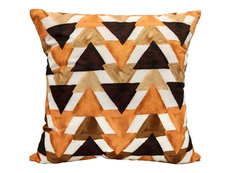 Khooti Velvet Cushion Cover, 22x22 Inch (Triangular Umber)(Pack of 2) - Image 5