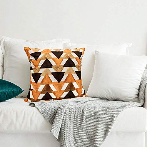 Khooti Velvet Cushion Cover, 22x22 Inch (Triangular Umber)(Pack of 2) - Image 4