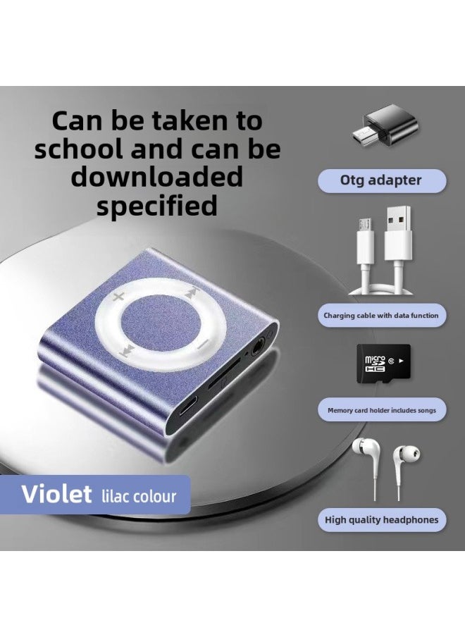 Generic - Designated Download Student Mp3 Walkman Music Player Listening Artifact English Listening Sports Small Mp4-Body Color:Violet Can Be Taken To School [2 Hours Of Battery Life]-Memory Capacity:Can Save 12,000 Songs + Listening To Music Four-piece Set - Image 1