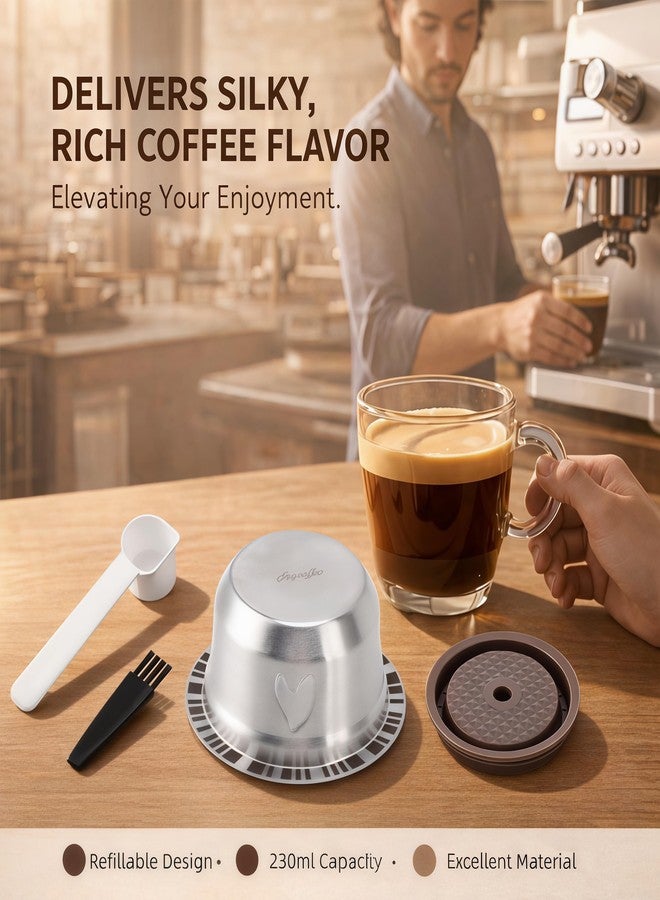 AMAKO Refillable Coffee Capsule : 230ml Stainless Steel Reusable Coffee Pod Kit, Compatible with Nespresso Vertuo Coffee Capsules - Image 3