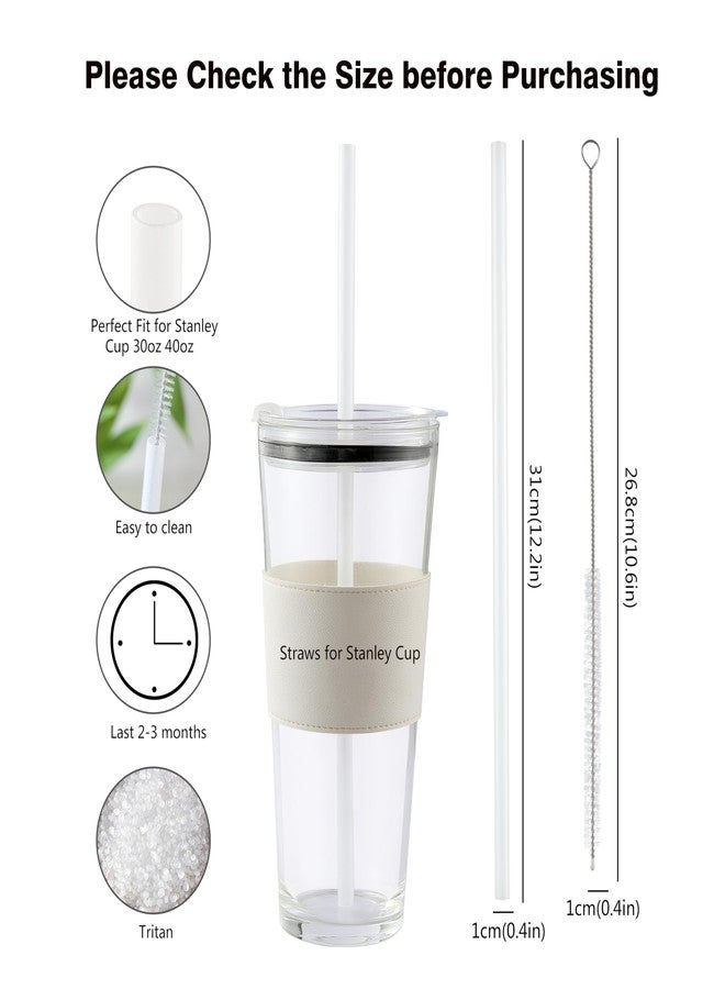 MONGSEW 6 PCS Replacement Straw for Stanley Cup 40/30 oz, 12 inch Reusable Straws with Cleaning Brush, Plastic, Dishwasher Safe - Image 2