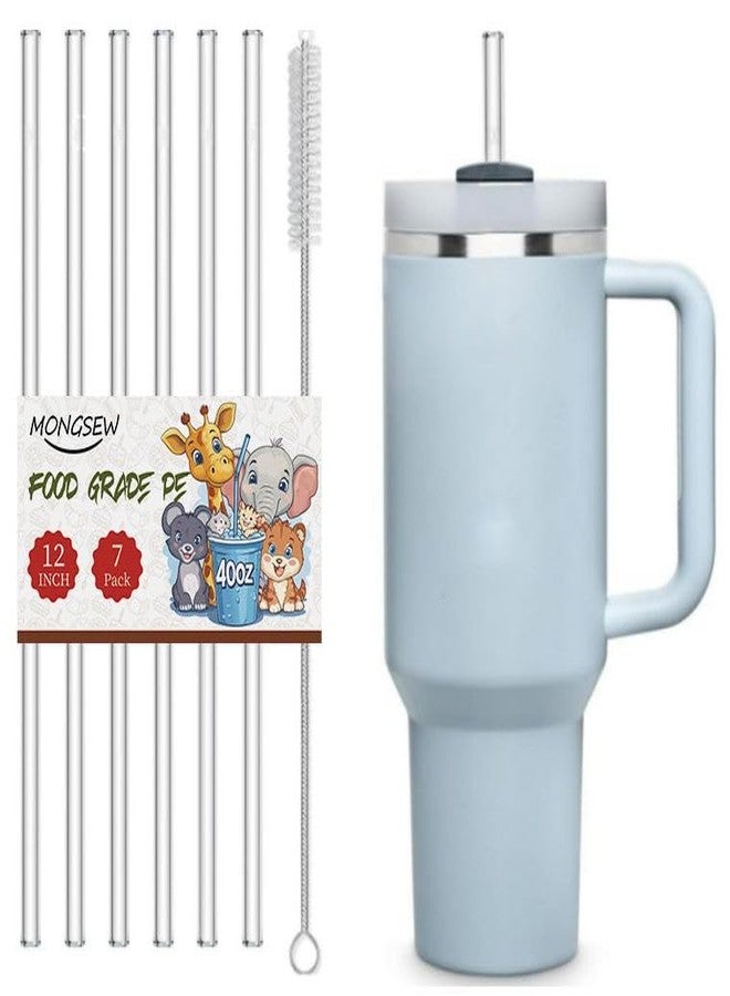 MONGSEW 6 PCS Replacement Straw for Stanley Cup 40/30 oz, 12 inch Reusable Straws with Cleaning Brush, Plastic, Dishwasher Safe - Image 1