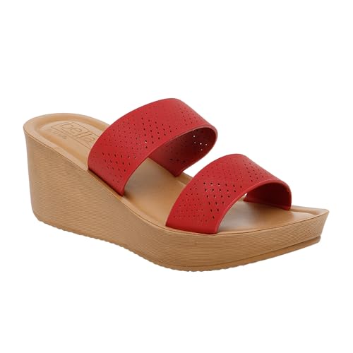 Bella by Labella Women's Fashion Platform Slip-On Sandal – Comfortable, Lightweight, Slip-Resistant, Breathable – Ideal for Casual and Office Wear KW-HS-24000070Red3 - Image 1