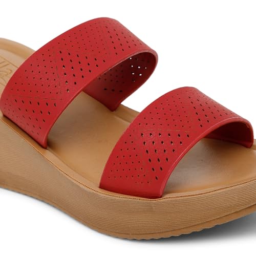 Bella by Labella Women's Fashion Platform Slip-On Sandal – Comfortable, Lightweight, Slip-Resistant, Breathable – Ideal for Casual and Office Wear KW-HS-24000070Red3 - Image 2