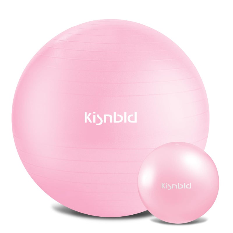 kisnbld Exercise Ball, Extra Thick Yoga Ball for Workout Pregnancy Stability, 4 Sizes Anti-Burst Balance Ball with Foot Pump - Heavy Duty Fitness Ball Chair for Office, Home & Gym - Image 1