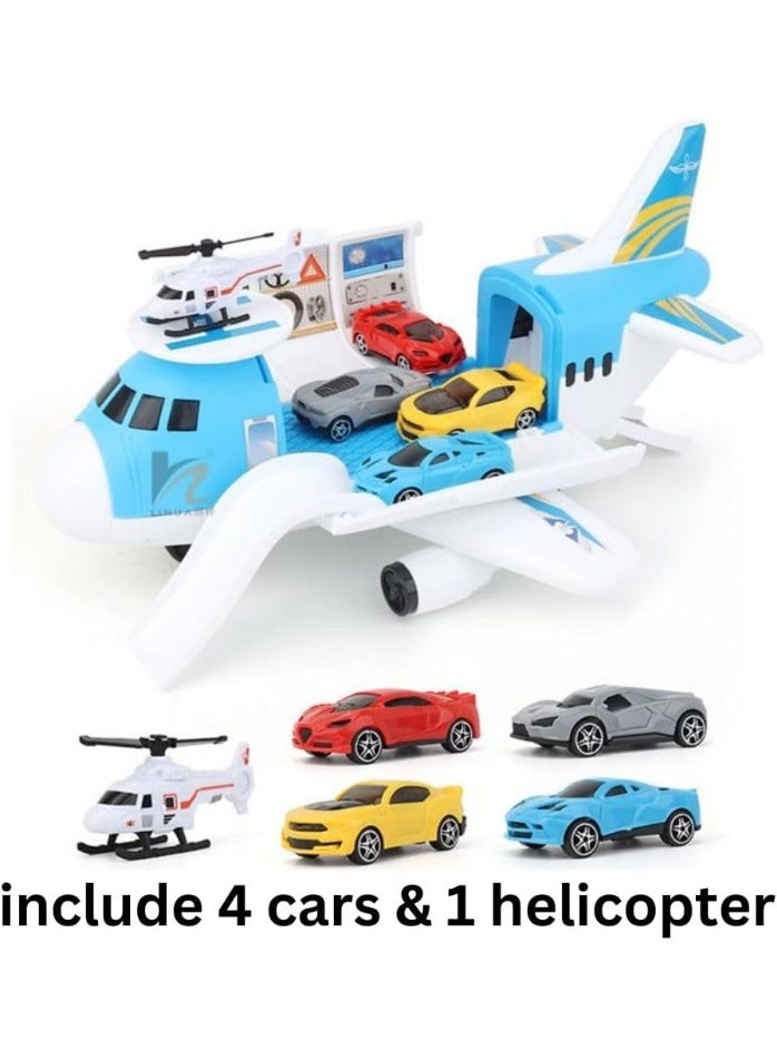 xppier Cargo Plane Toy Play Set for Kids - Includes 1 Helicopter and 4 Cars - Diecast Aircraft - Transport and Cargo Carrier - Image 2