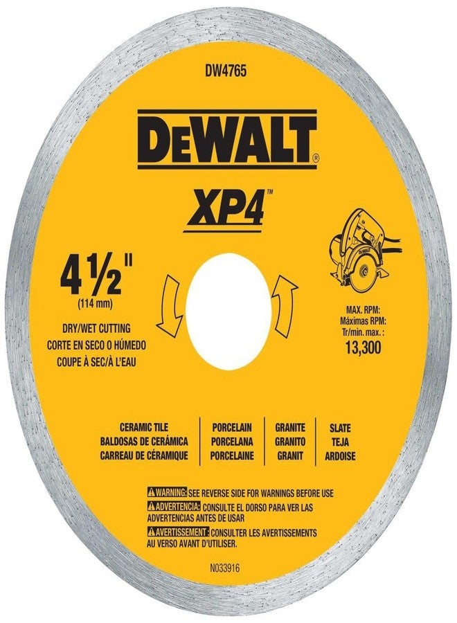 DEWALT Diamond Blade for Porcelain Tile, Wet/Dry, 4-1/2-Inch (DW4765) - Image 1