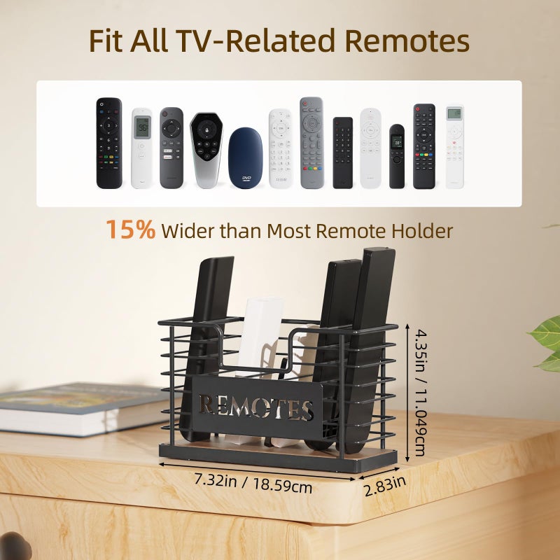 GIGIFTREE Remote Control Holder, 5-Slot TV Remote Holder Wall Mount, Universal Remote Caddy Large Size Design for Wall Table Living Room Bedroom, Easy Installation - Image 2