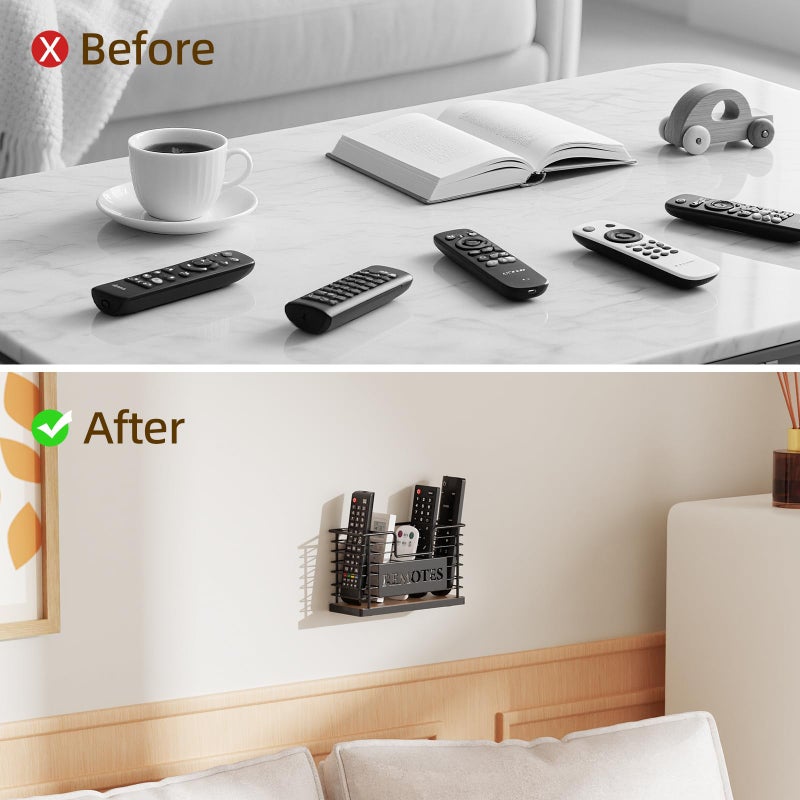 GIGIFTREE Remote Control Holder, 5-Slot TV Remote Holder Wall Mount, Universal Remote Caddy Large Size Design for Wall Table Living Room Bedroom, Easy Installation - Image 4