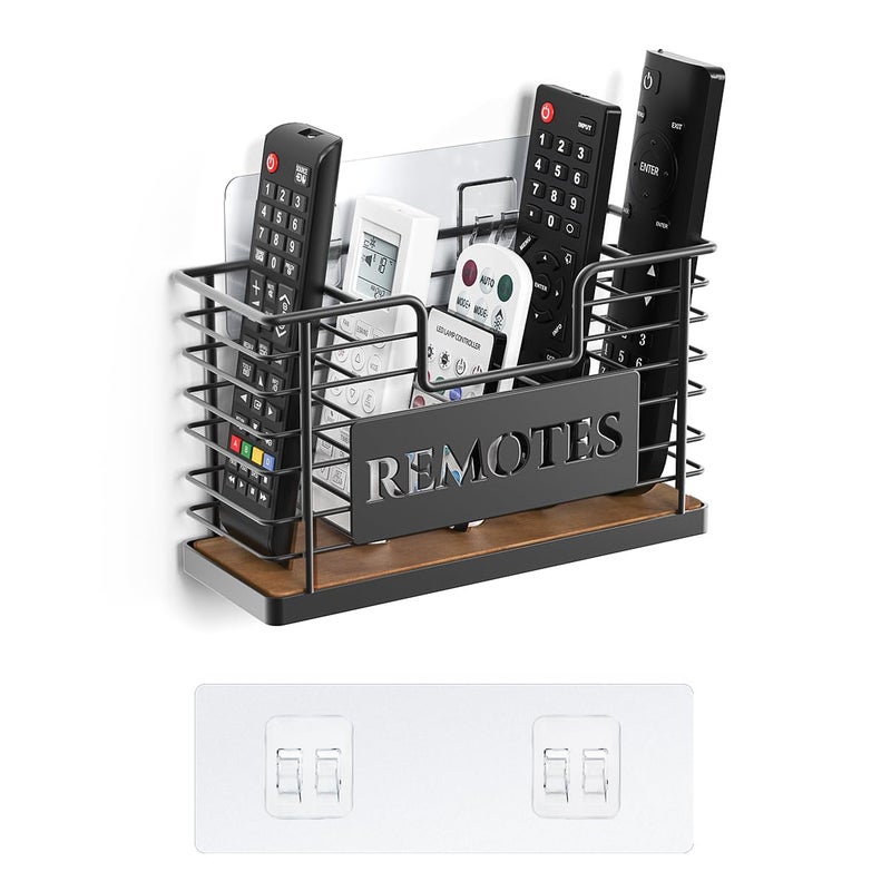 GIGIFTREE Remote Control Holder, 5-Slot TV Remote Holder Wall Mount, Universal Remote Caddy Large Size Design for Wall Table Living Room Bedroom, Easy Installation - Image 1