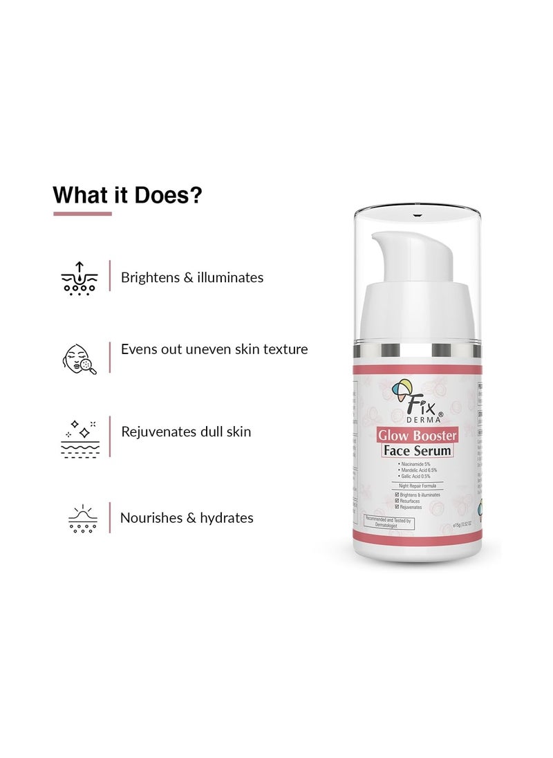 FIXDERMA Fixderma 5% Niacinamide Serum Glow Booster Face serum with 6.5% Mandelic Acid & 0.5% Gallic Acid | Skin Brightening Serum | Face Serum for Men & Women - 15g  - Image 3