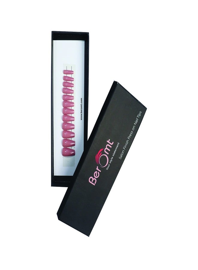 Beromt false nails oval nails false round nails full cover artificial press on nail natural 12 size with box and adhesive tab bellerina - BFN415PSN - Image 2