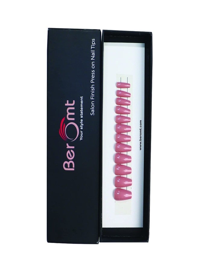 Beromt false nails oval nails false round nails full cover artificial press on nail natural 12 size with box and adhesive tab bellerina - BFN415PSN - Image 1
