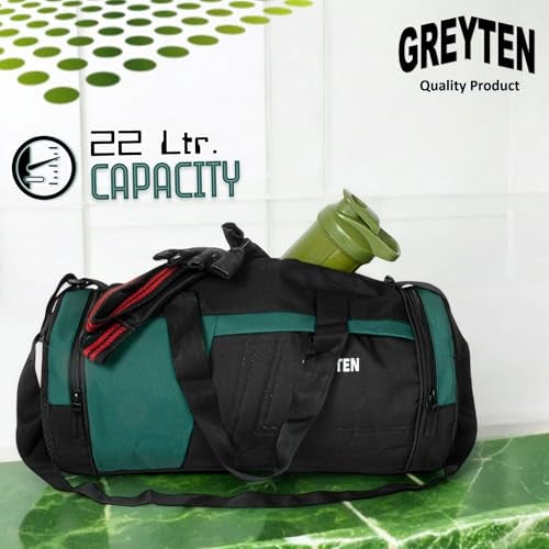 GREYTEN Gym Bag for Men & Women, Duffel Bag for Sports, Gyms, Duffel Bag Gym Bag, Polyester Sports Duffle/Shoulder/Gym Bag for Tennis, Dance, Golf, Football, Crossfit & Swimming (Green Black) - Image 3