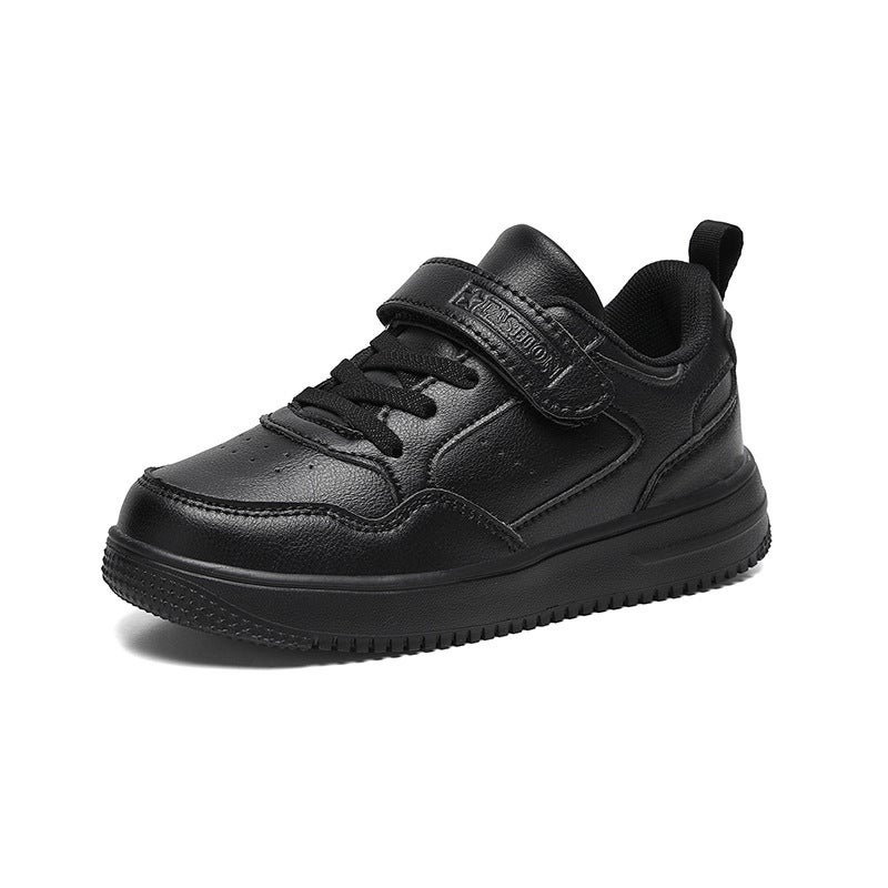 Kids White Sneakers 2024 Spring New Waterproof School Shoes790 Leather-Black 790 Leather-Black 