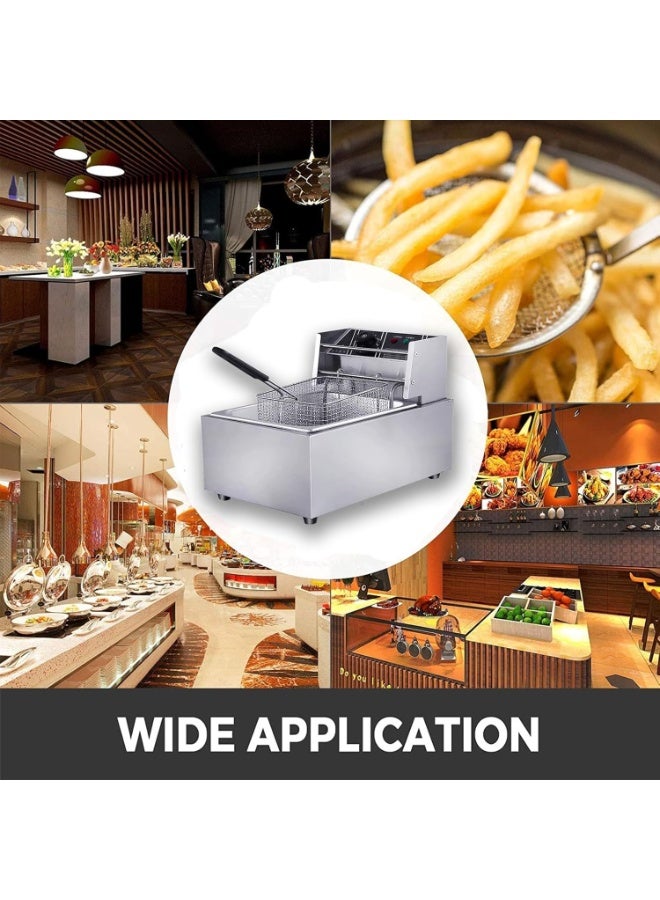 MUNTAQI Electric Deep Fryer 6.3QT/6L Stainless Steel – Professional Commercial Frying Machine with Triple Basket, Adjustable Temperature & Timer, Countertop Restaurant Fryer for French Fries, Chicken, Fish & Family Cooking - Image 2