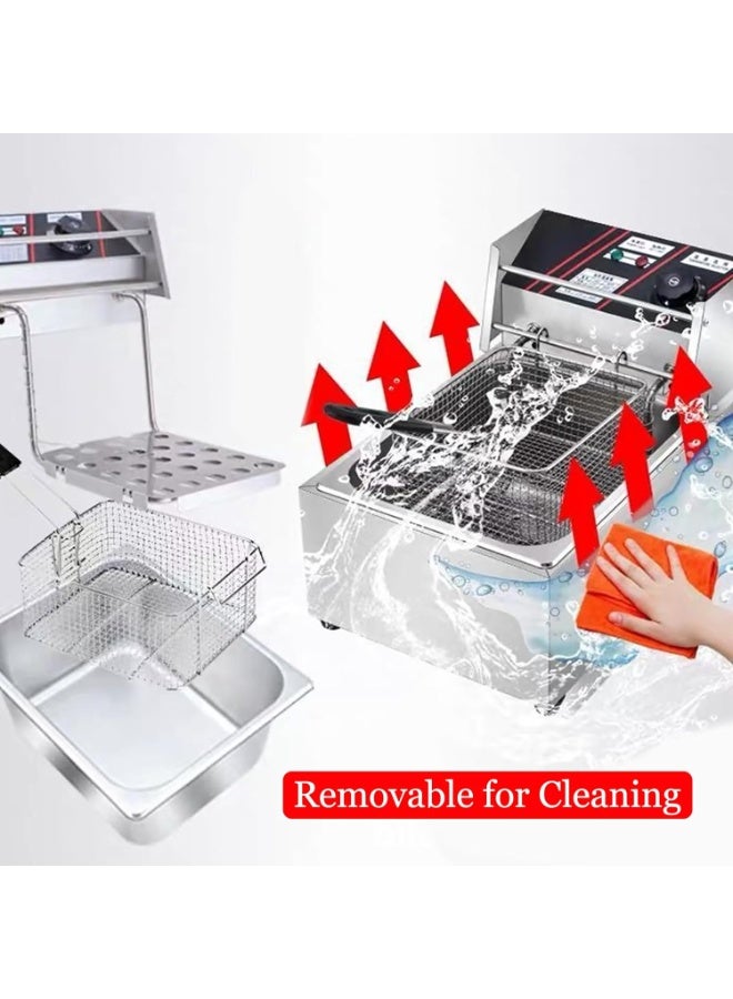 MUNTAQI Electric Deep Fryer 6.3QT/6L Stainless Steel – Professional Commercial Frying Machine with Triple Basket, Adjustable Temperature & Timer, Countertop Restaurant Fryer for French Fries, Chicken, Fish & Family Cooking - Image 4