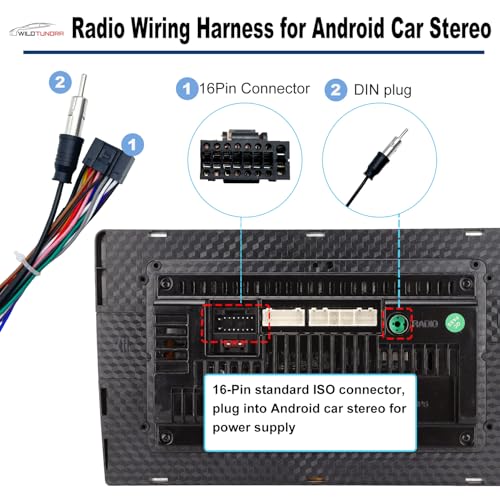 WildTundra 16Pin ISO Aftermarket Radio Harness Adapter for Honda 2008-2017 Acura 2013-2017, 16Pin Android Car Stereo Wiring Harness with SWC Reverse Antenna Cable for Honda Accord CR-Z Odyssey Acura ILX RDX - Image 3