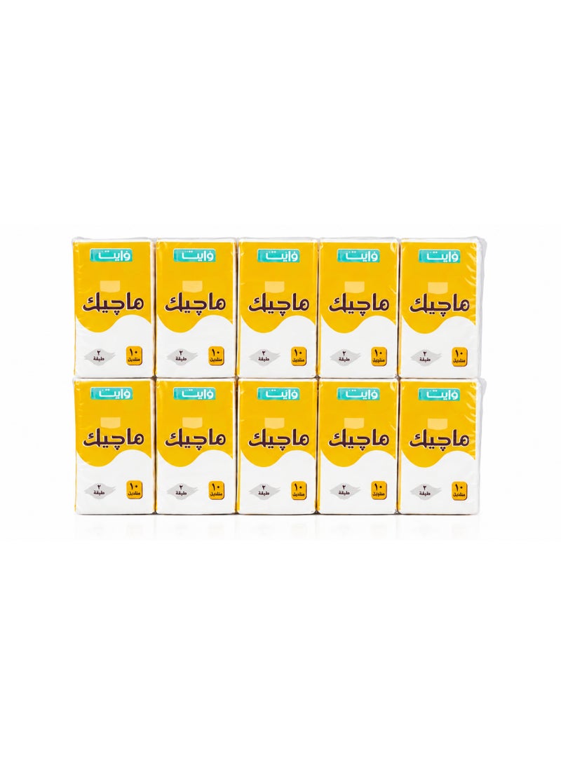 White Magic Pocket Tissues – 10 packs (10 tissues per pack, 2-ply) - Image 1