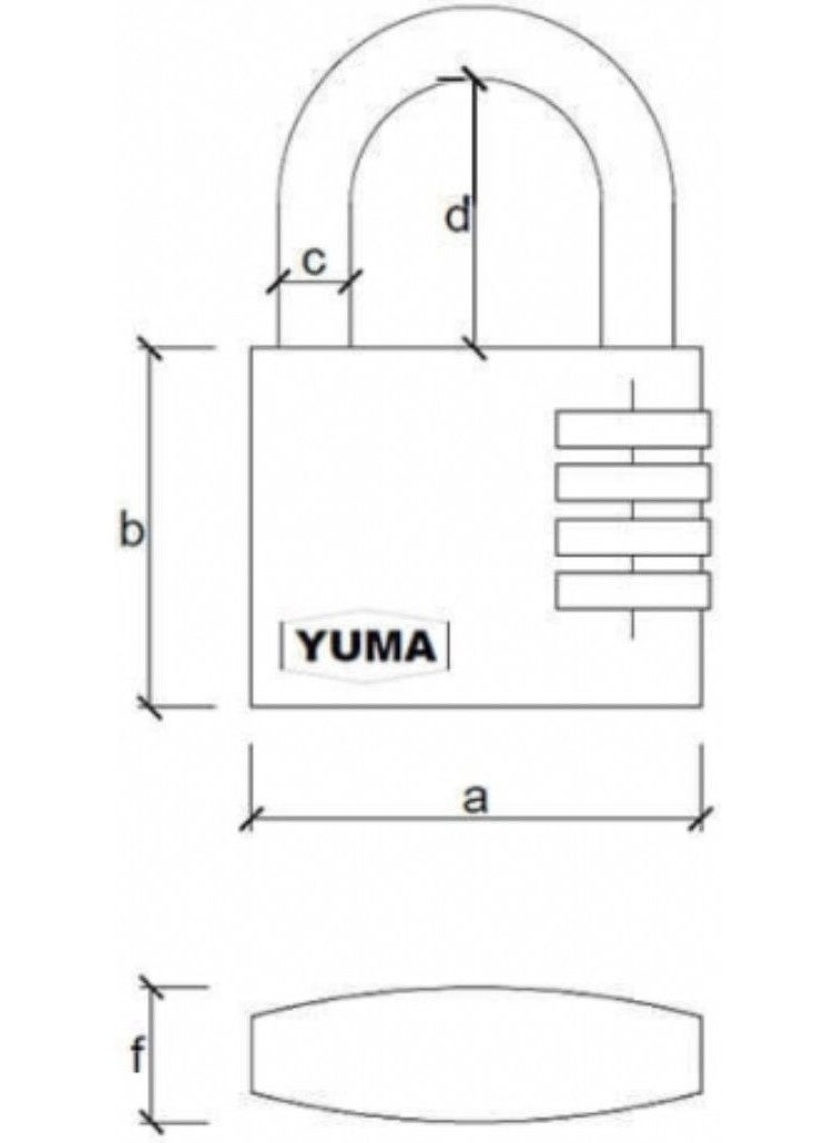 Yuma - Combination Brass Padlock 40 mm 4 Digits Duplex Gray 1 Piece - Image 1