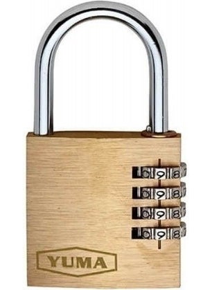Yuma Combination Brass Padlock 40 mm 4 Digits Duplex Gray 1 Piece  - Image 1