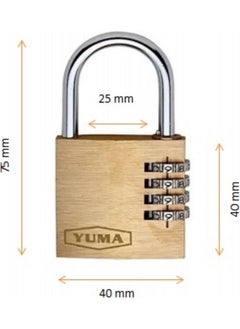 Yuma Combination Brass Padlock 40 mm 4 Digits Duplex Gray 1 Piece  - Image 2