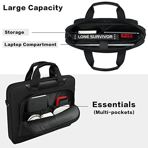 DOMISO 17-17.3 Inch Laptop Bag Large Capacity Laptop Shoulder Case for Dell XPS/Inspiron 17/HP Pavilion 17, Black - Image 3