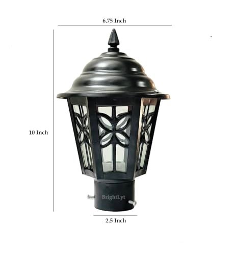 Lyse Decor Outdoor Light for Home Gate/gate Lamps for Outdoor Waterproof/gate Light/gate Pillar Lights for Outdoor for Stairs, Boundries, Pillar, Garden (Metal & Glass, GL11, Pack of 2) - Image 5