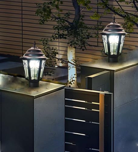 Lyse Decor Outdoor Light for Home Gate/gate Lamps for Outdoor Waterproof/gate Light/gate Pillar Lights for Outdoor for Stairs, Boundries, Pillar, Garden (Metal & Glass, GL11, Pack of 2) - Image 2