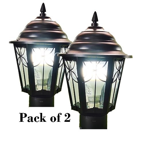 Lyse Decor Outdoor Light for Home Gate/gate Lamps for Outdoor Waterproof/gate Light/gate Pillar Lights for Outdoor for Stairs, Boundries, Pillar, Garden (Metal & Glass, GL11, Pack of 2) - Image 3