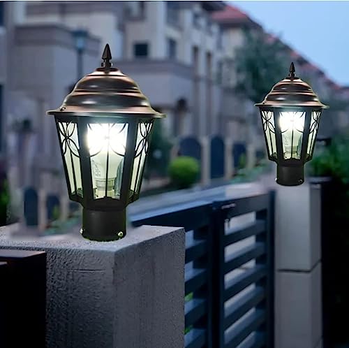 Lyse Decor Outdoor Light for Home Gate/gate Lamps for Outdoor Waterproof/gate Light/gate Pillar Lights for Outdoor for Stairs, Boundries, Pillar, Garden (Metal & Glass, GL11, Pack of 2) - Image 1