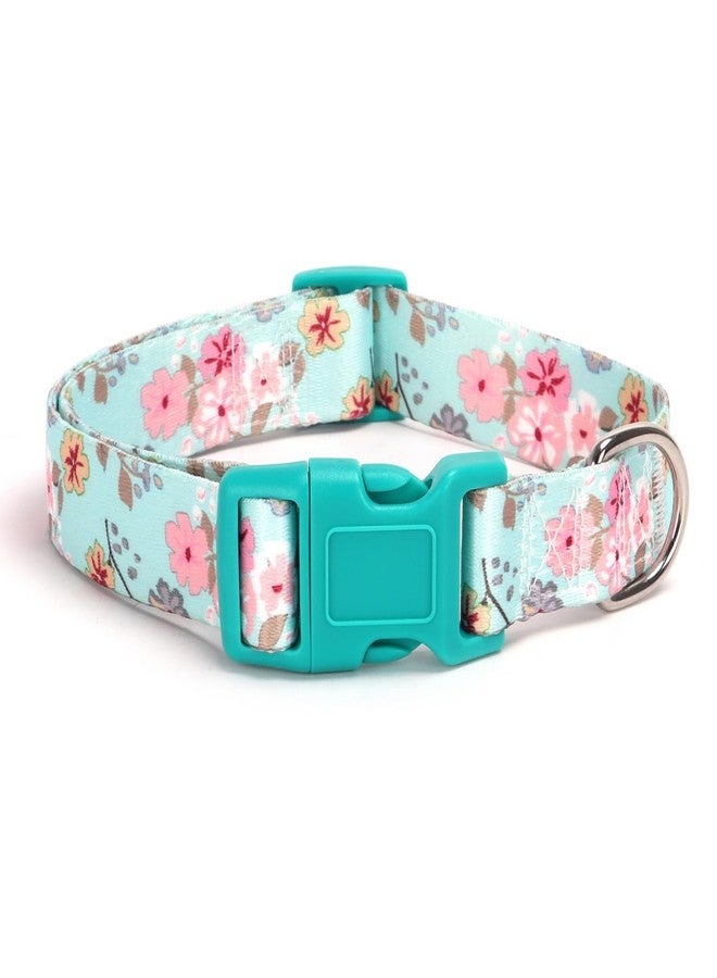 SLZZ Dog Collar with Leash Airtag Holder Case Set - Dog Collars for Male Female Boy Girl Puppy X-Small Small Medium Large Dogs Walking Running Training - Lily Flower/L - Image 2