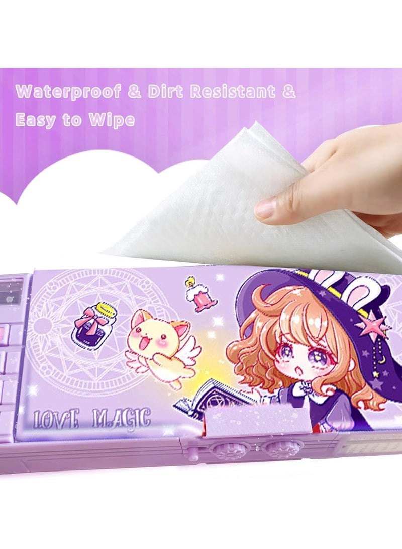 [Upgrade] Pop-Up Multifunctional Pencil Case Cute Cartoon Pencil Case Organiser Stationery with Calculator, School Supplies - Image 4